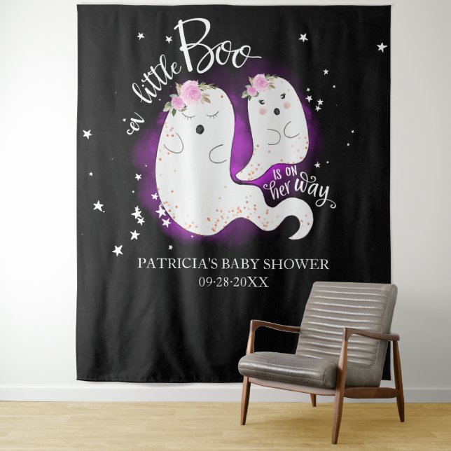 A Little Boo Halloween Girl Baby Shower Backdrop (In Situ)