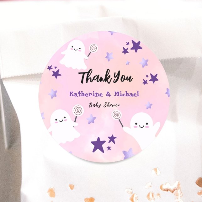 A Little Boo | Halloween Girl Baby Shower Classic Round Sticker (Creator Uploaded)