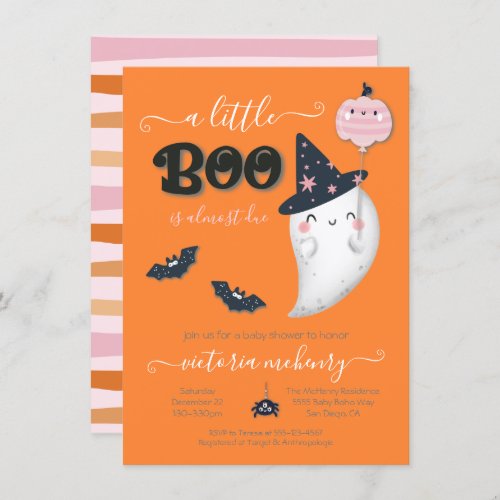 A little Boo Halloween Girl Baby Shower Invitation