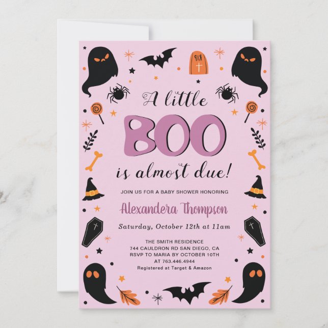 A little Boo Halloween Witch Baby Shower Invitation (Front)