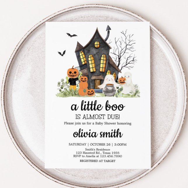 A Little Boo Haunted Halloween Baby Shower Invitation (A Little Boo Halloween Baby Shower Invitation)