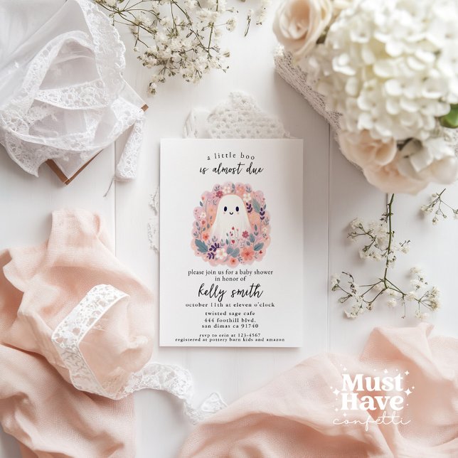 A Little Boo Is Almost Due Baby Girl Baby Shower Invitation (Creator Uploaded)