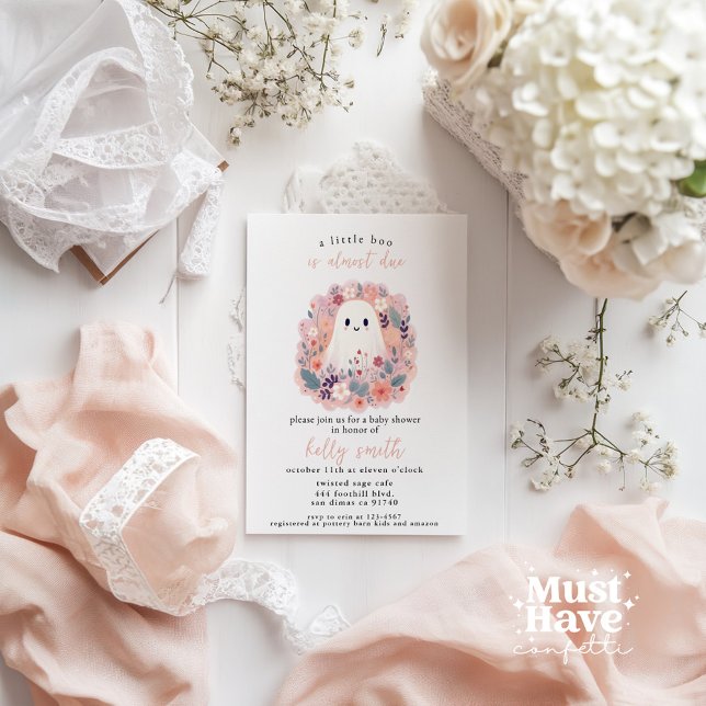 A Little Boo Is Almost Due Baby Girl Baby Shower Invitation (Creator Uploaded)