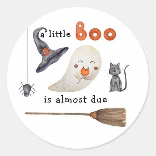 A little Boo is almost due Baby shower Classic Round Sticker