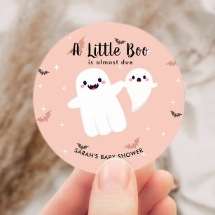  A Little Boo Is Almost Due Baby Shower Ghost Classic Round Sticker