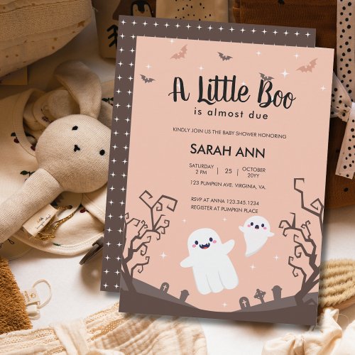  A Little Boo Is Almost Due Baby Shower Ghost Invitation