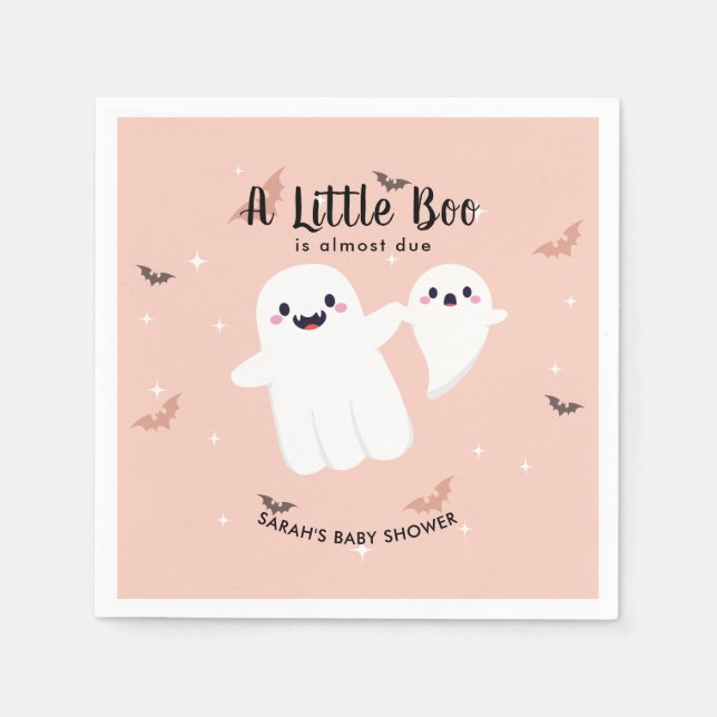  A Little Boo Is Almost Due Baby Shower Ghost Napkins (Front)