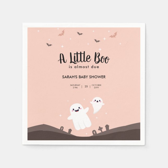  A Little Boo Is Almost Due Baby Shower Ghost Napkins (Front)