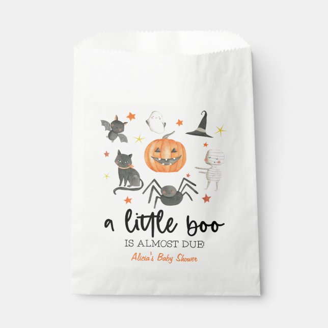 A Little Boo Is Almost Due! Baby Shower Halloween Favor Bag (Front)