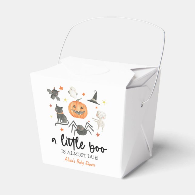 A Little Boo Is Almost Due! Baby Shower Halloween Favor Boxes (Front Side)