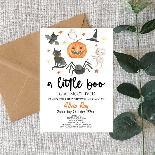 A Little Boo Is Almost Due Baby Shower Halloween Invitation