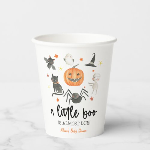 A Little Boo Is Almost Due Baby Shower Halloween Paper Cups