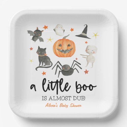 A Little Boo Is Almost Due Baby Shower Halloween Paper Plates