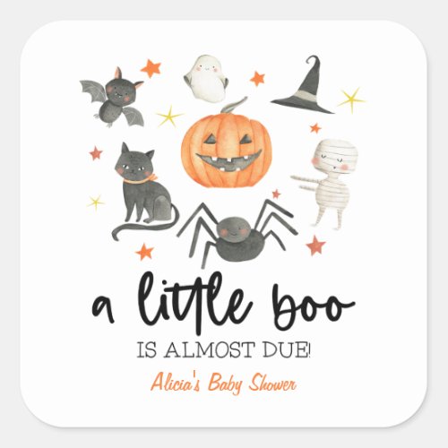 A Little Boo Is Almost Due Baby Shower Halloween Square Sticker