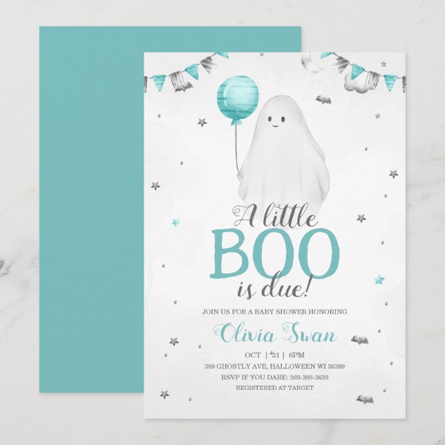 A Little Boo is Almost Due Baby Shower Invitation (Front/Back)