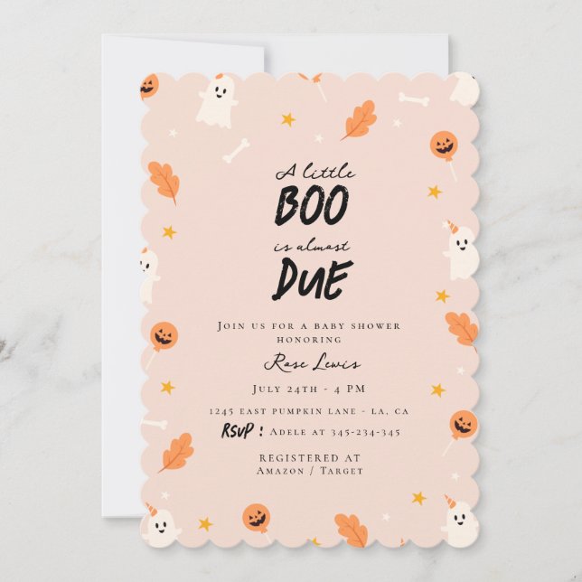 A little boo is almost due baby shower  invitation (Front)