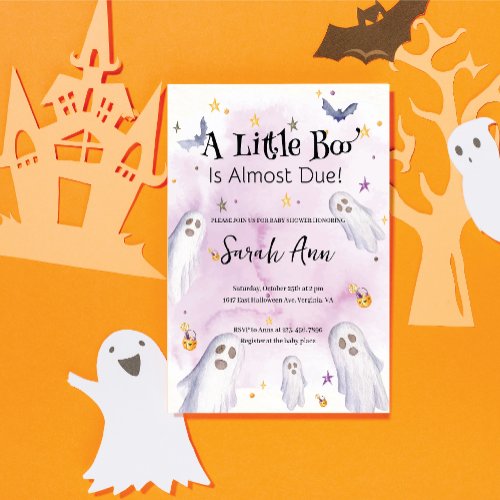 A Little Boo Is Almost Due Baby Shower Invitation