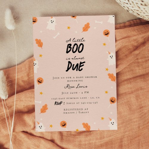 A little boo is almost due baby shower  invitation