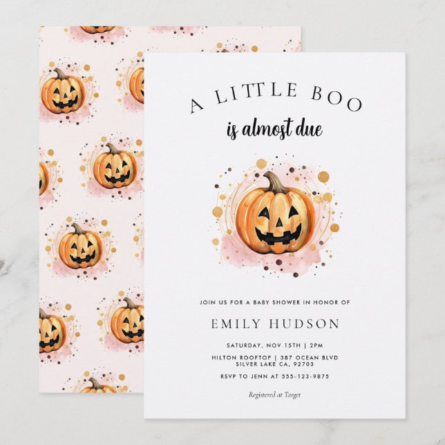 A Little Boo is Almost Due Baby Shower Invitation (Front/Back)