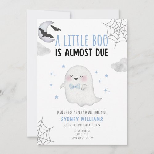 A LITTLE BOO IS ALMOST DUE BABY SHOWER INVITE