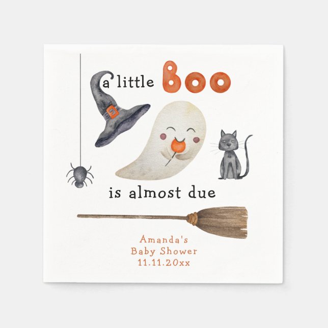 A little Boo is almost due Baby shower Napkins (Front)