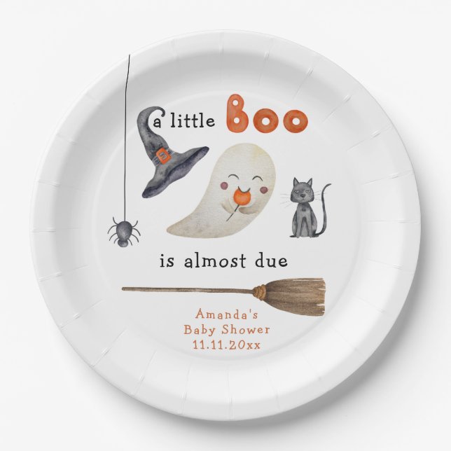 A little Boo is almost due Baby shower Paper Plates (Front)