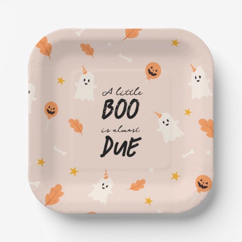 A little boo is almost due baby shower  paper plates