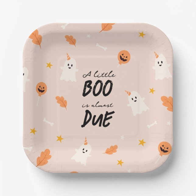 A little boo is almost due baby shower  paper plates (Front)