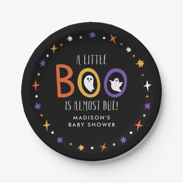 A Little Boo is Almost Due Baby Shower Paper Plates (Front)