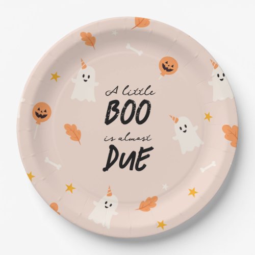 A little boo is almost due baby shower  paper plates