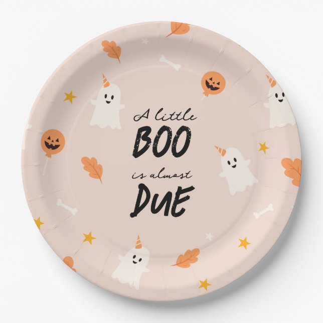 A little boo is almost due baby shower  paper plates (Front)