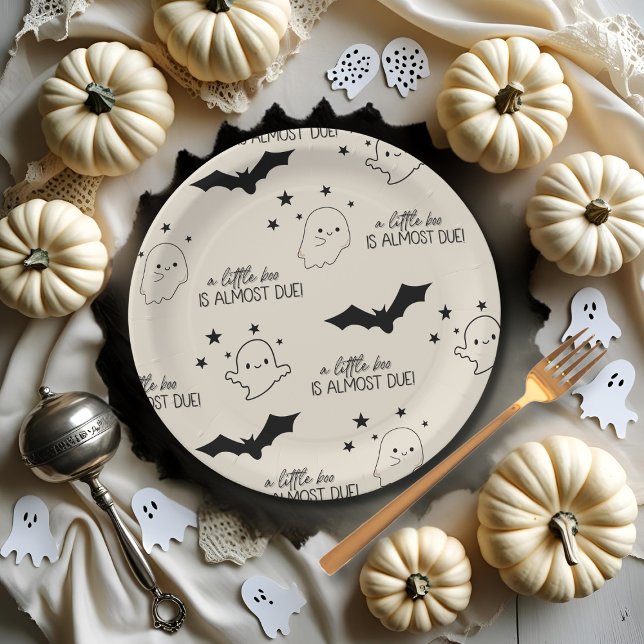  A Little Boo Is Almost Due baby shower Paper Plates (A Little Boo Is Almost Due baby shower Paper Plates)