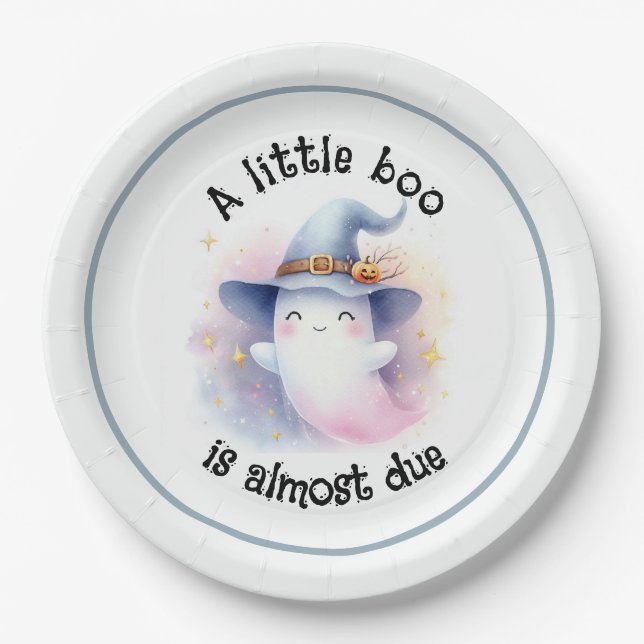 A Little Boo is almost due Baby Shower Paper Plates (Front)
