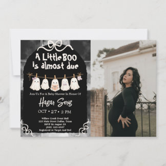 A Little Boo Is Almost Due Baby Shower Photo Invitation
