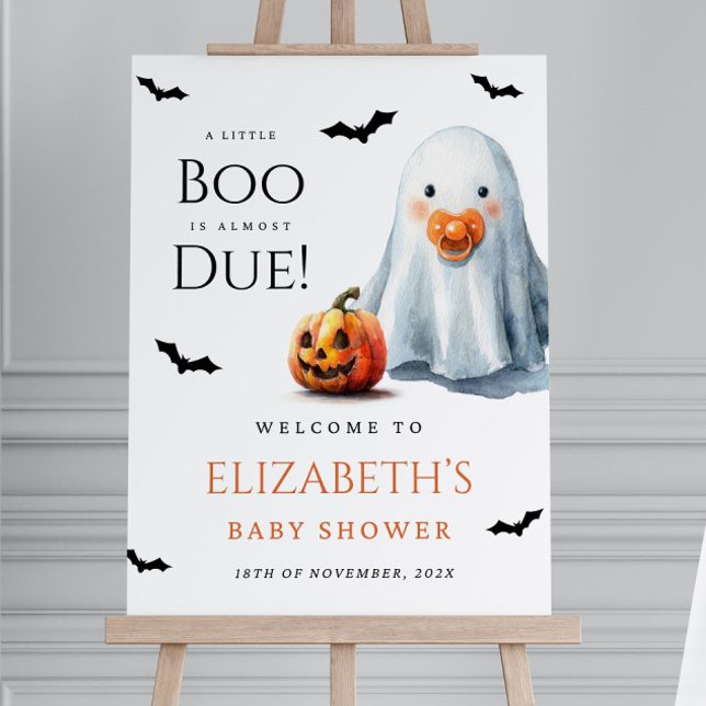 A Little Boo Is Almost Due Baby Shower Sign Ghost  (Creator Uploaded)