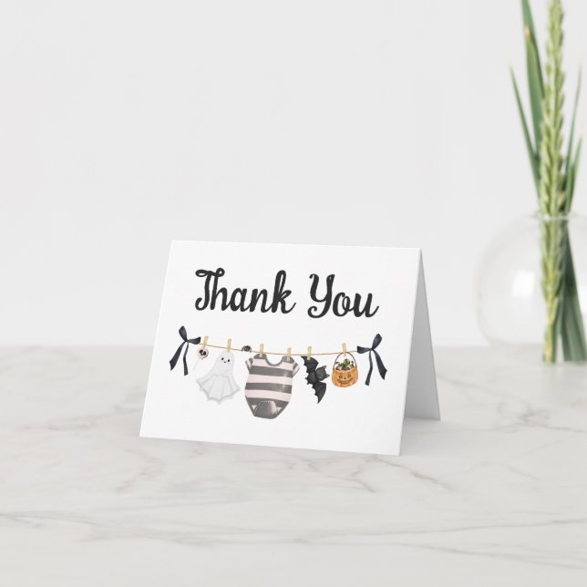 A Little Boo Is almost Due Baby Shower Thank You Card (Front)