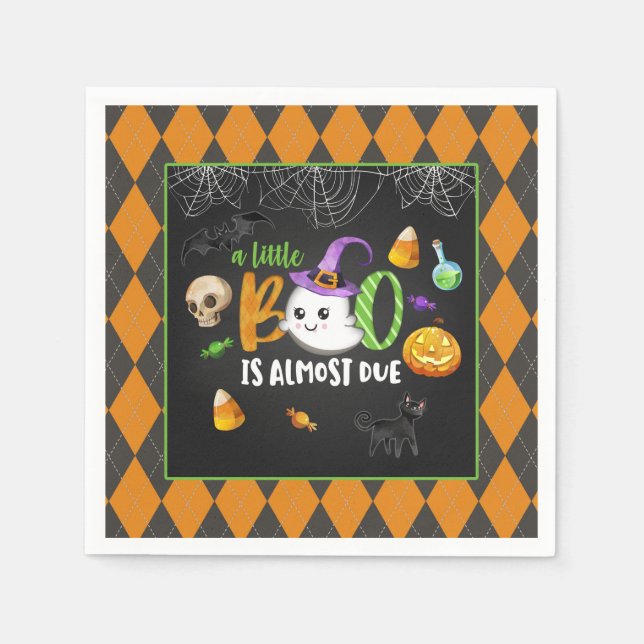 A Little Boo is Almost Due (Blk) Party  Napkins (Front)