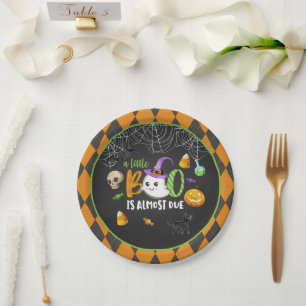 A Little Boo is Almost Due (Blk) Party Plate