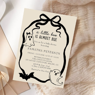 A Little boo is almost due Bow baby shower Invitation