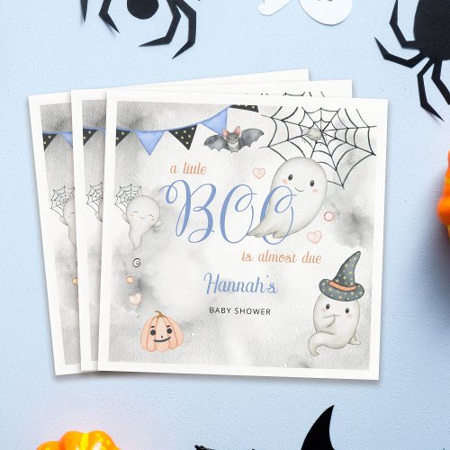 A Little Boo is Almost Due Boy Baby Shower Napkins