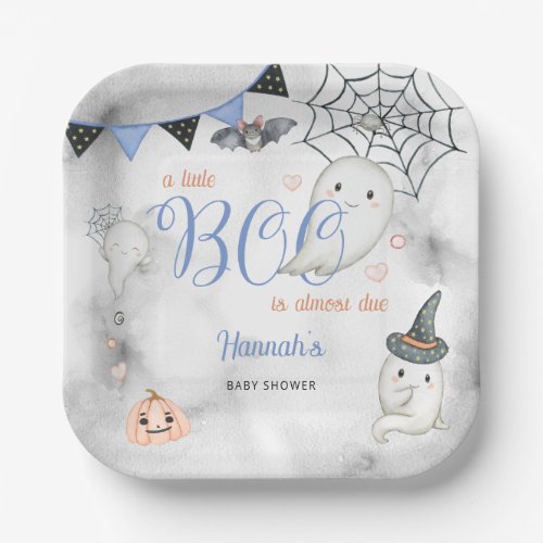 A Little Boo is Almost Due Boy Baby Shower  Paper Plates