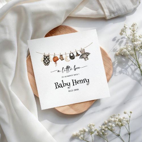 A Little Boo Is Almost Due clothesline Baby Shower Napkins