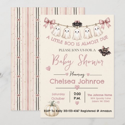 A Little Boo Is Almost Due Cute Ghost Invitation