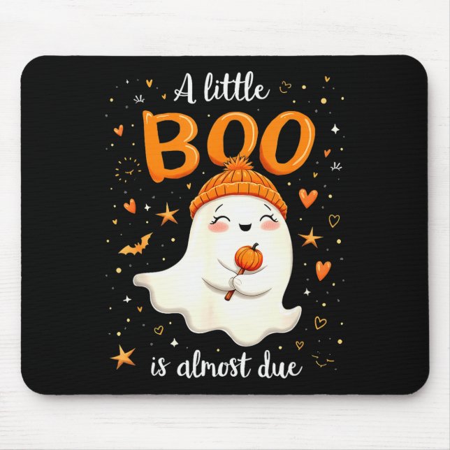 A Little Boo Is Almost Due Expecting Mom Halloween Mouse Pad (Front)