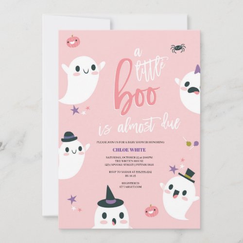 A Little Boo is Almost Due Ghost Baby Shower Invitation