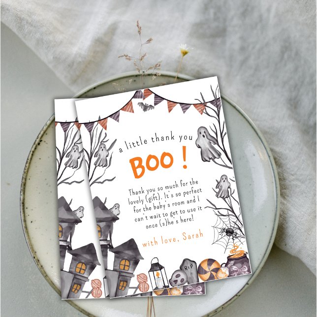 A little Boo is Almost Due Ghost Baby Shower  Thank You Card (A little Boo is Almost Due Ghost Baby Shower Thank You Card)