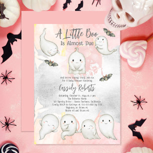 A Little Boo Is Almost Due Ghost Girl Baby Shower Invitation