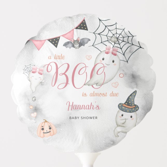 A Little Boo is Almost Due Girl Baby Shower  Balloon (Front)