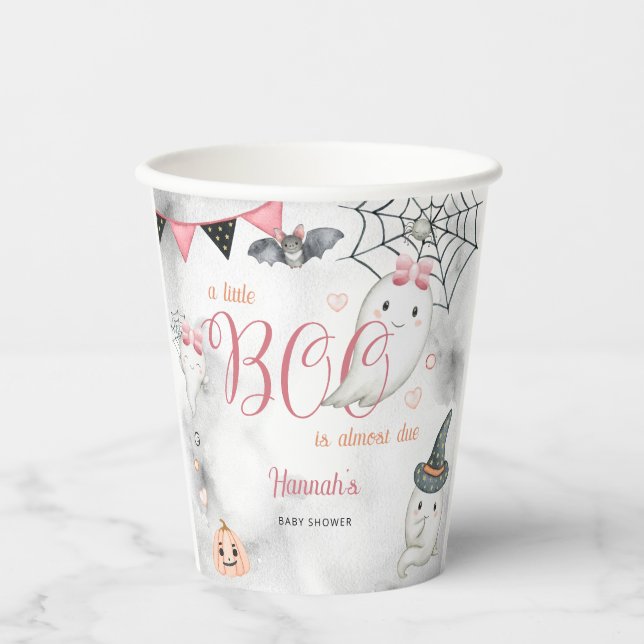 A Little Boo is Almost Due Girl Baby Shower  Paper Cups (Front)