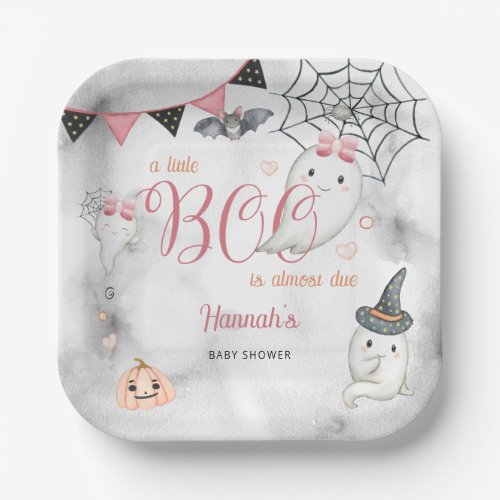 A Little Boo is Almost Due Girl Baby Shower  Paper Plates